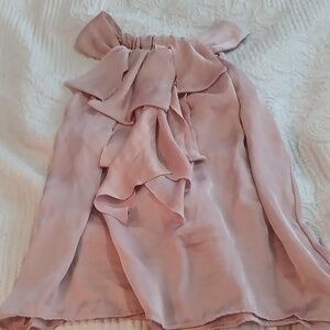 Blush dusty pink silk sleeveless top with ribbons